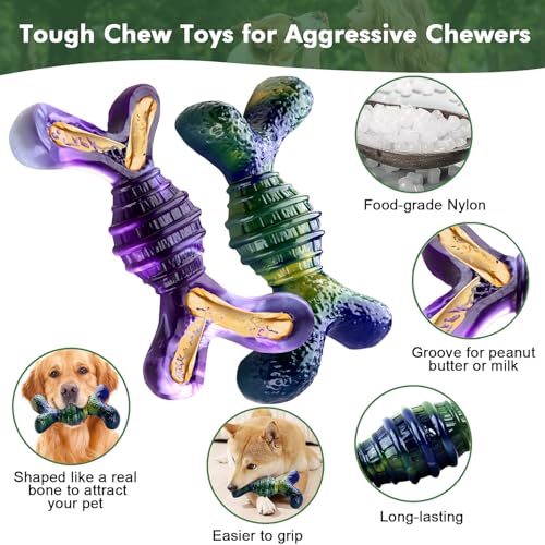 Rensh 3-Pack Dog Chew Toys for Aggressive Chewers (25-90) LB, Milk-Flavored - color: purple