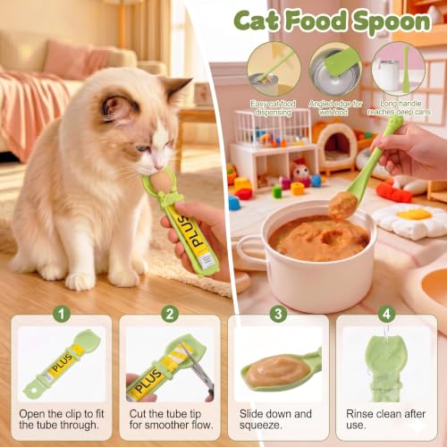 AZY Cat Lick Mat, Slow Feeder Mat, Wet Food Spoon, Treat Dispenser, 5PCS - color: green