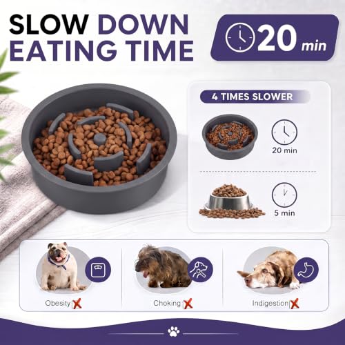 XIAZ Elevated Dog Bowls Large Breed Raised Dogs Bowl Stand Large/Medium Sized Dog Slow Feeder Dogs Bowls Food Water Stands 5 Heights Adjustable 9/11/12/14in Pet Feeder Dish Station - color: D-Grey