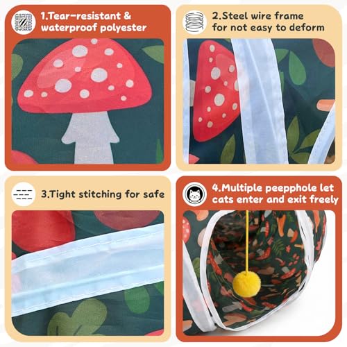 Cat Tunnel for Indoor Entertainment, Tear-Resistant Cat Play Tube with Play Ball, Collapsible Pet Tube with Interactive Peephole, Ideal for Kittens Puppies Rabbits (Octopus-Shaped) - color: Octopus-shaped