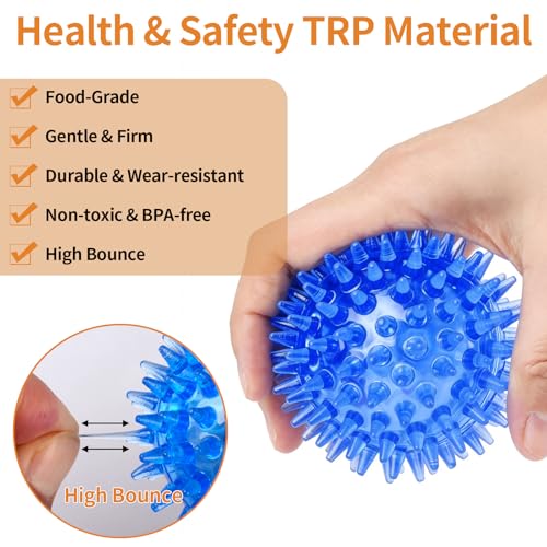 6 Pack Squeaky Spiky Dog Balls, Puppy Chew Toys for Teething, Small - size: Small
