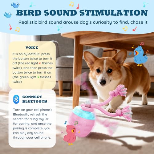 Interactive Dog Toys - Motion Activated Balls for Medium/Large Dogs, Automatic Moving Dogs Toy for Boredom, Interactive Dog Ball to Keep Them Busy(Light Pink) - color: Light Pink