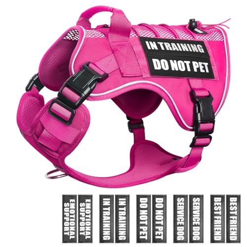 WINSEE Service Dog in Training Mesh Harness with 10 Removale Pet Patches - color: Pink, size: Medium