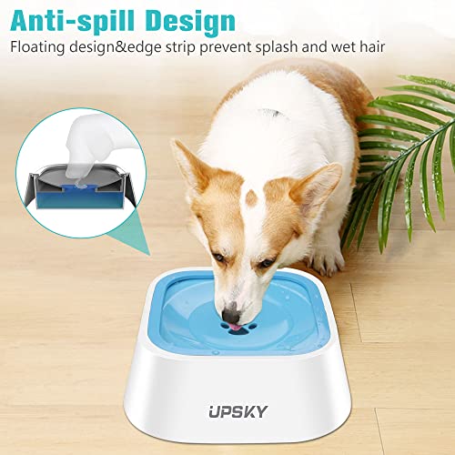 UPSKY 35oz No-Spill Pet Water Bowl, Slow Water Feeder for Dogs and Cats - color: Blue