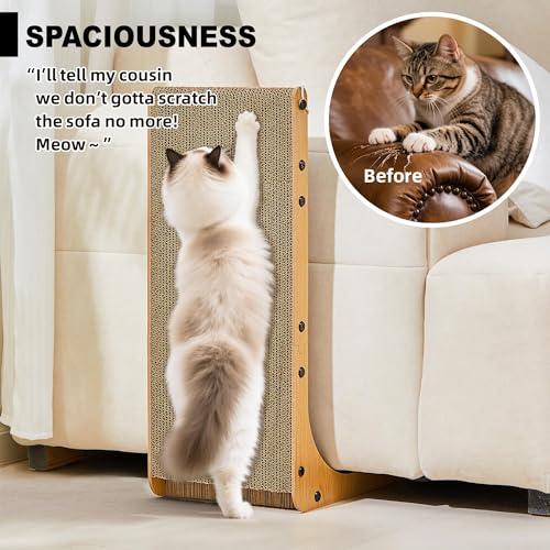 Cardboard Cat Scratcher, 23.6 Inch Cardboard Cat Scratching Post with Fuzzy Ball, Reversible Scratching Pad for Indoor Cats - size: 23.6 Inch 1-Pack