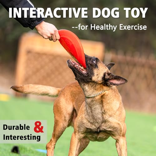 Dog Flying Disc - Durable Rubber Dog Toy for Fetch - Interactive Lightweight Flyer Dog Toys for Outdoor Playtime - Safer Disc for Healthy Activity - for Small/Medium Dogs