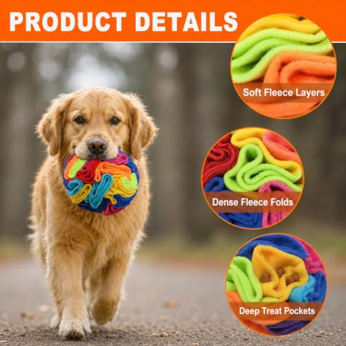 Snuffle Ball - Snuffle Ball for Small Dogs, Interactive Dog Toys to Keep Them Busy, Puppy Dog Puzzle Toy, Machine Washable - color: Rainbow-colored, size: Medium