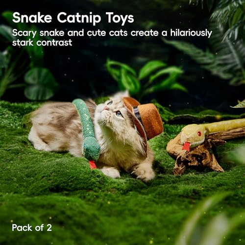 Potaroma Cat Toys Realistic Snake Catnip Crinkly Sound Toy 2 Pcs for Halloween, Mesh Fabric for Teeth Cleaning, Interactive Kicker Toys for Indoor Kitten Exercise 20 Inches - size: 20 Inches