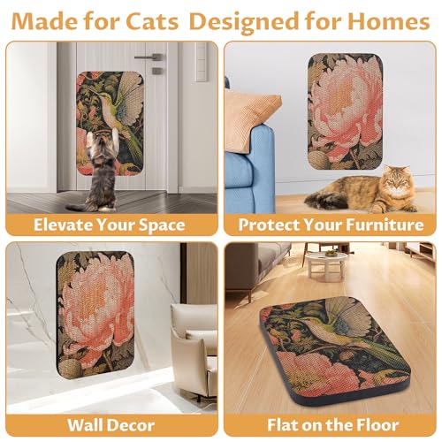 2 Pack Cat Wall Scratcher, Art Cat Scratching Board for Cats - color: Hummingbird & Flower