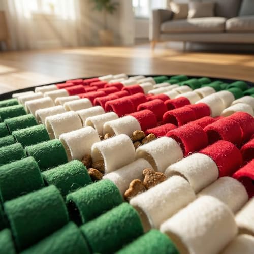 Heart Shaped Dog Snuffle Mat, 20 x 20 Inch Felt, Velcro, Green - color: Green+Felt