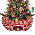 Cat Tunnel Christmas Tree Skirt, Multifunctional Christmas Tree Protector Washable Indoor Cat Donut Cave Bed with Interactive Toys Kitty Hideout Tubes for Small Animal,32"×10", (Plush, Reindeer) - color: Plush, Reindeer