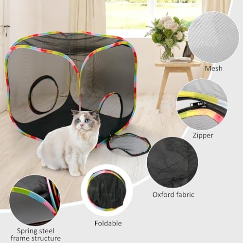 Cat Enclosure, Pop Up Cat Rolling Tent Cube for Outdoor and Indoor - size: cube cat enclosures