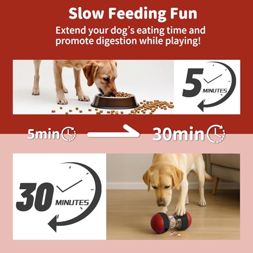 Interactive Dog Treat Puzzle Toys Food Dispensing Enrichment - color: Red