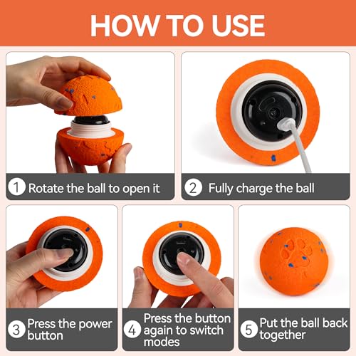 ALL FOR PAWS Interactive Dog Toy, Smart Moving Ball with 2 Play Modes, E-TPU Material, USB Rechargeable Motion-Activated Bouncing Ball for Medium Large Dogs, Automatic Rolling Keeps Dog Busy - color: Orange Ball