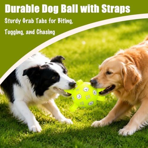 Dog Soccer Ball with Straps, 6 Inch Jolly Ball for Medium Dogs - color: Yellow, size: Medium-6 Inch