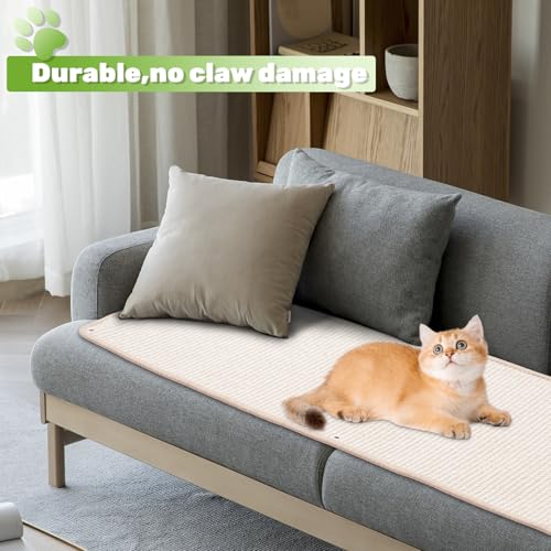 Uranshin Natural Sisal Cat Wall Climbing Carpet, Wall Scratcher Mat Pad - color: White, size: 39.3"Lx15.7"W, 1PC