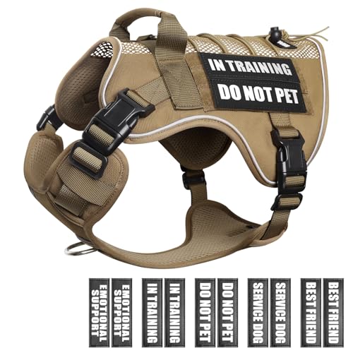 WINSEE Service Dog in Training Mesh Harness with 10 Removale Pet Patches - color: Brown, size: Small