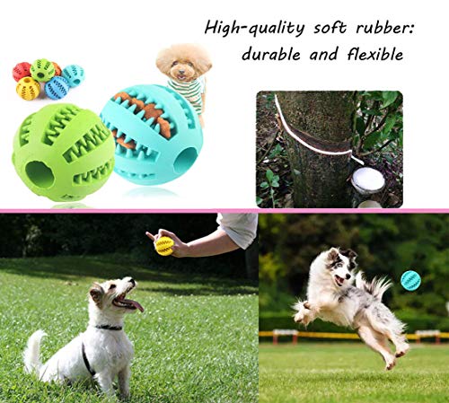 Sunglow 2 Pack Dog Toy, Nontoxic Bite Resistant Teething Balls for Small/Medium/Large Dogs and Puppies, Pet Food Treat Feeder, Chew Tooth Cleaning, Exercise Game IQ Training - color: Yellow/Blue, size: 2 in