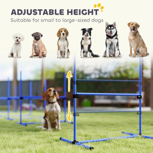 PawHut 6 Piece Dog Agility Training Equipment for Dog Agility Course Blue - color: Blue, size: 6 Piece