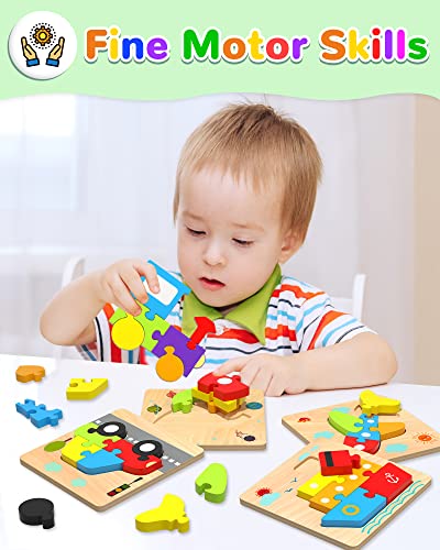 Wooden Toddler Puzzles Gifts Montessori Toys for 1 2 3 Years Old Boys Girls
