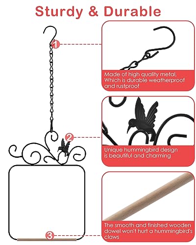 PACETAP Hummingbird Swings and Perches Metal Frame 4 Pack, Wild Bird Swing Outdoor Bird Perch with Wooden Dowel and Hanging Chain for Hanging Indoor, Outdoor, Trunk, Lawn, Patio, Garden (Black) - size: 4 Pack Simple