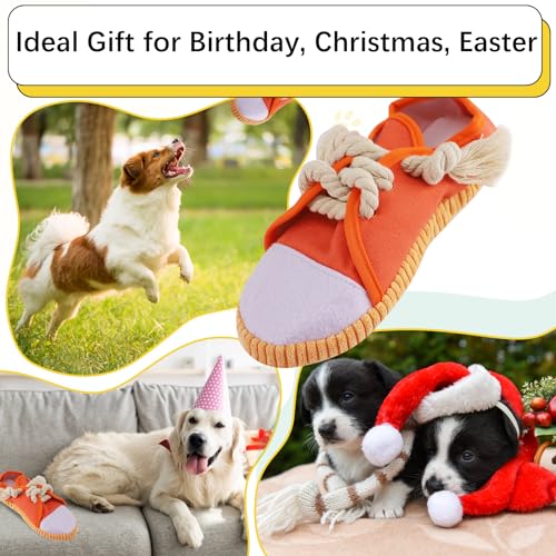 vocheer Durable Dog Chew Toy, Interactive Squeaky Shoe Toy, Orange - color: Orange