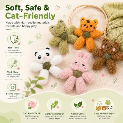 Cat Toys with Catnip Kitten Chew Bite Supplies Boredom Relief Fluffy Kitty Teeth Cleaning Chewing Cat Lovers Interactive Plush Gift (Rabbit&Tiger) - color: Rabbit&Tiger