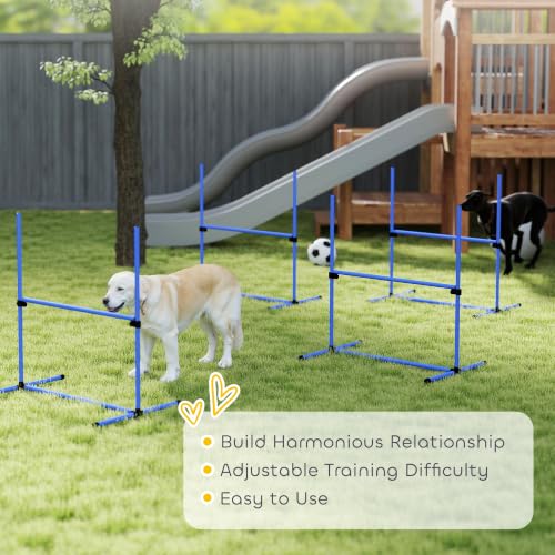 PawHut 4 Piece Dog Agility Training Equipment for Dog Agility Course Blue - color: Blue, size: 4 Piece