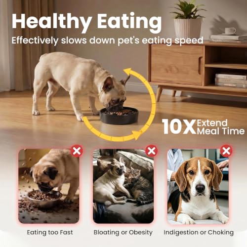 Ceramic Slow Feeder Dog Bowls 0.6 Cups for Small Fast Eaters,White - color: Black, size: S - 0.6 Cups