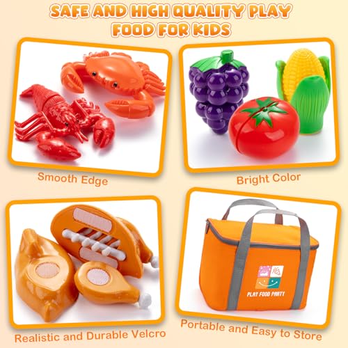Juboury Pretend Play Food Set for Kids Kitchen, with Storage Bag