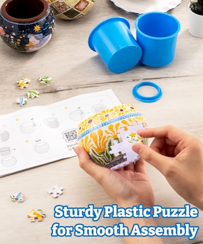 PieceRelax Unique 3D Puzzle Planter - 80 Plastic Pieces [K1118] - color: Colorful Poppies