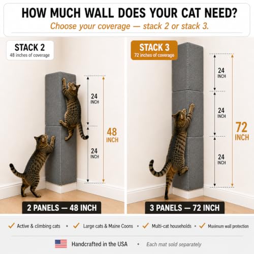 Wall Cat Scratcher & Corner Cat Scratcher – Indoor Scratching Post for Cats – Carpet Scratching Pad – Corner Scratchers for Indoor Cats – Wall Mounted Cat Mat