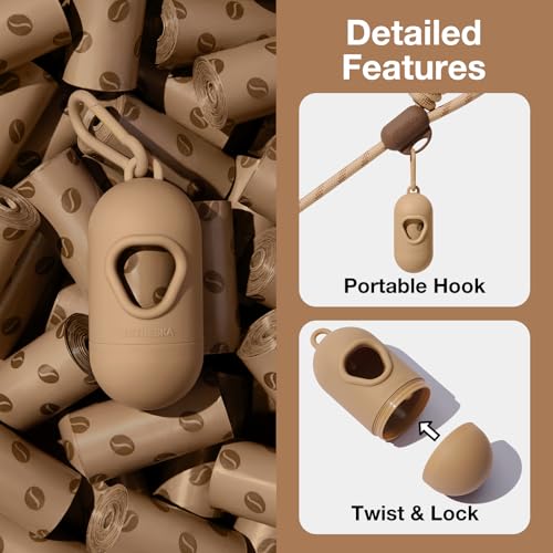 VETRESKA Dog Poop Bags Dispenser with Coffee Scented Waste Bags, 105 Counts - color: coffee, size: 1 Count (Pack of 105)