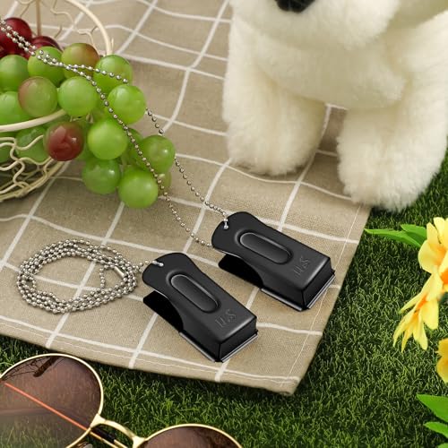 Jenaai 3 Pieces Brass Dog Training Clicker with Chain for Dogs Cats, Black - color: Black