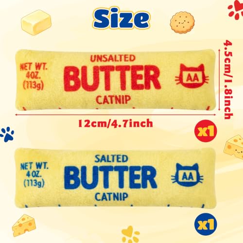 2Pcs Butter Catnip Crinkle Paper Sound Toys for Cat, Catmint Cat Toy Gift - style: 2Pcs Butter (with Crinkle Paper)