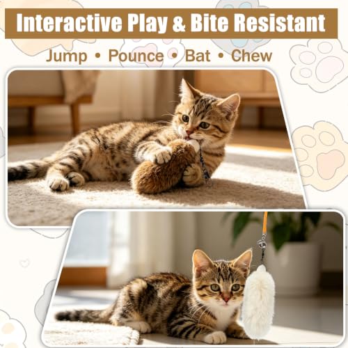 3 Pack Natural Rabbit Fur Cat Toy Refills, Handmade Interactive Cat Wand Attachments Cat Teaser Wand Replacement Head for Indoor Cats and Kittens - color: Style 10