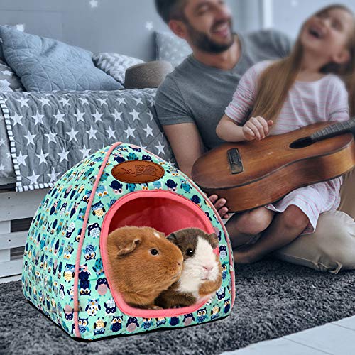 Guinea Pig Bed Hideout, Washable Hamster Cave for Small Animals - color: Navy Blue