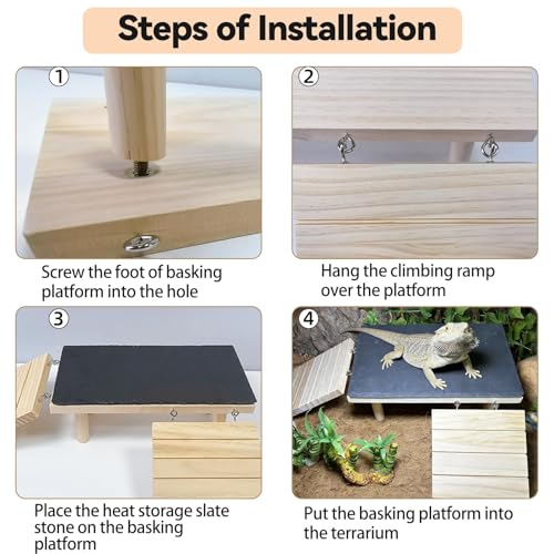 Bearded Dragon Basking Platform Reptile Hideout Climbing Tank Accessories - size: Medium