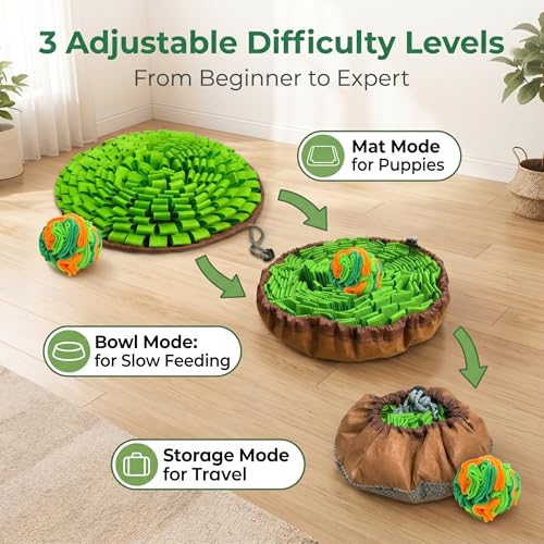 Dog Snuffle Mat & Ball Set – Dog Interactive Feeding Training Kit Snuffle mat for Dogs – Natural Foraging, Boredom Relief, Slow Feeder – Indoor/Outdoor Nose Work – Snuffle mat for Small to Large Dogs