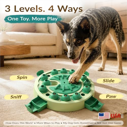 KADTC Large 3-Level Dog Puzzle Toy, Mental Stimulation Games for Smart Dogs - color: Green