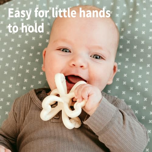 haakaa Silicone Clover Teether, Teethers for Babies 3 Months+, Oat - color: Oat