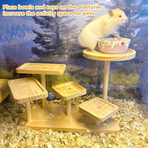 Wood Hamster Platform Rat Climbing Toys for Gerbil Hamster Cage Accessories - size: Large