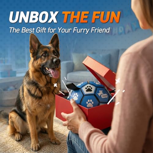 QDAN Extra Large Dog Toy Soccer Ball, Durable Dog Balls with Straps, 9 Inch - color: Blue Gray, size: Extra Large Size 5 (9 Inch)