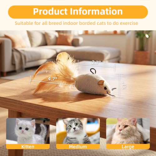 Tocirelo Hanging Cat Mouse Toy, Interactive Motion Activated Squeaky Mice - color: Grey-Mice