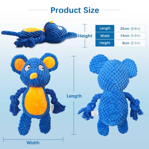 Dog Toys, Dog Squeaker Toys with Crinkle Paper (Blue Mouse) - color: Blue Mouse