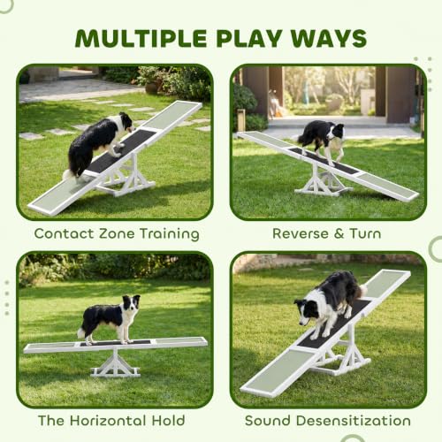 PawHut Wooden Dog Agility Seesaw for Exercise 71" L x 12" W x 12" H White - color: White, size: 70.75" x 11.75" x 11.75"