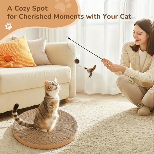 6pcs Cat Scratch Pad, Cat Scratcher Cardboard & Cat Scratching Pads - Round Cat Scratcher Refill, 10 Inch Diameter 7/8 Inch Thick cat scratchers for Indoor Cats - size: 6 Pack Round