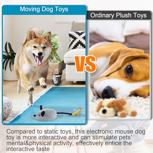 Interactive Dog Toys, Fake Mouse Moving Dog Toy with Automatic Sensor - color: Gray Remote Version