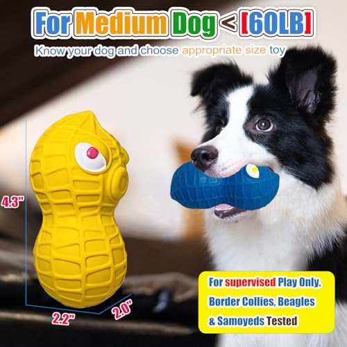 HOLYSTEED Latex Squeaky Dog Toys for Medium Dogs, 3pcs Peanut Squeak Balls - size: Medium