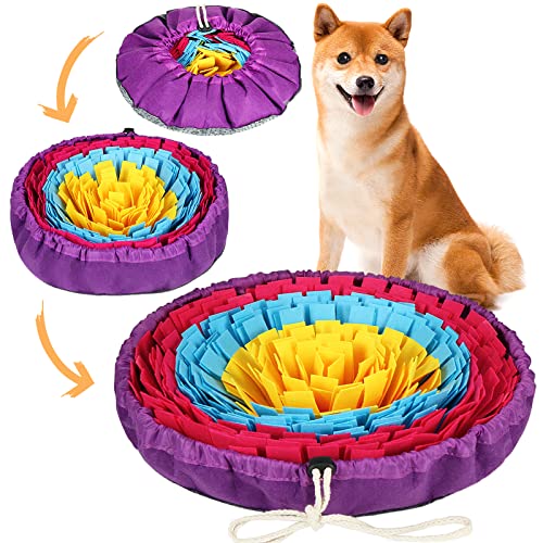 Vivifying Snuffle Mat for Dogs, 17 in Sniffing Bowl, Yellow, Blue & Purple - color: Yellow&Blue&Purple
